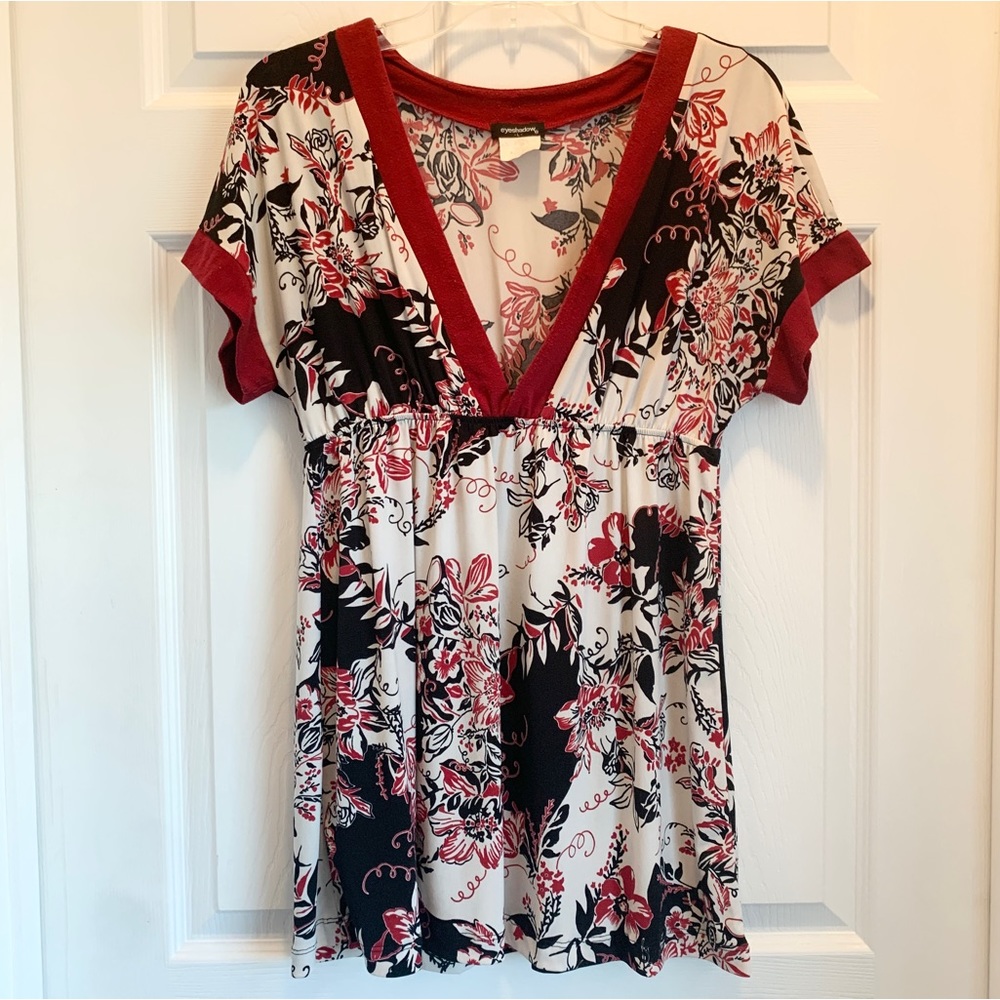 Tunic Style Top With Deep V Neck